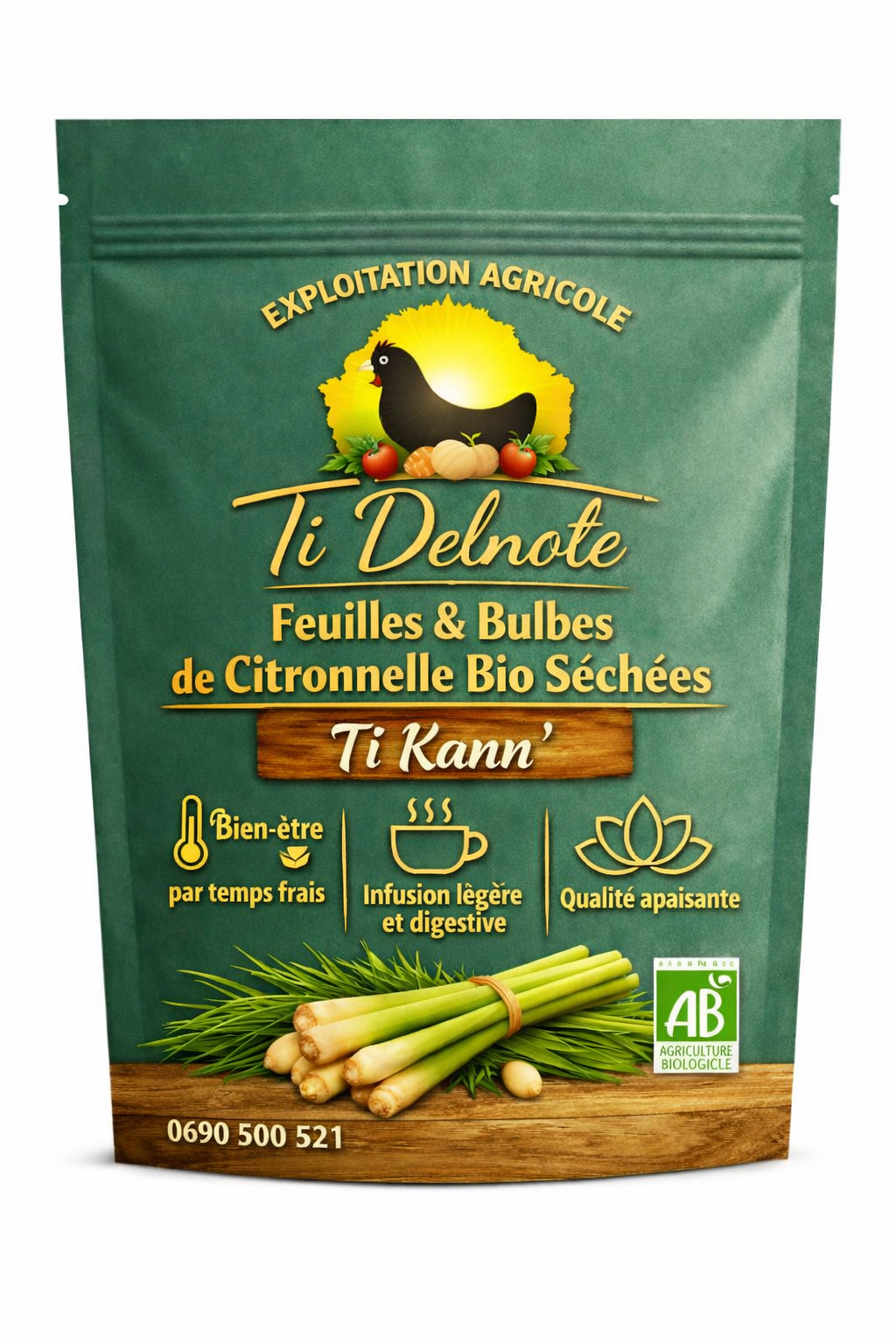Feuilles et bulbes de citronnelle séchées bio